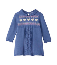Hatley Girl's Polar Bear Cable Knit Sweater Dress in blue - kids' dress