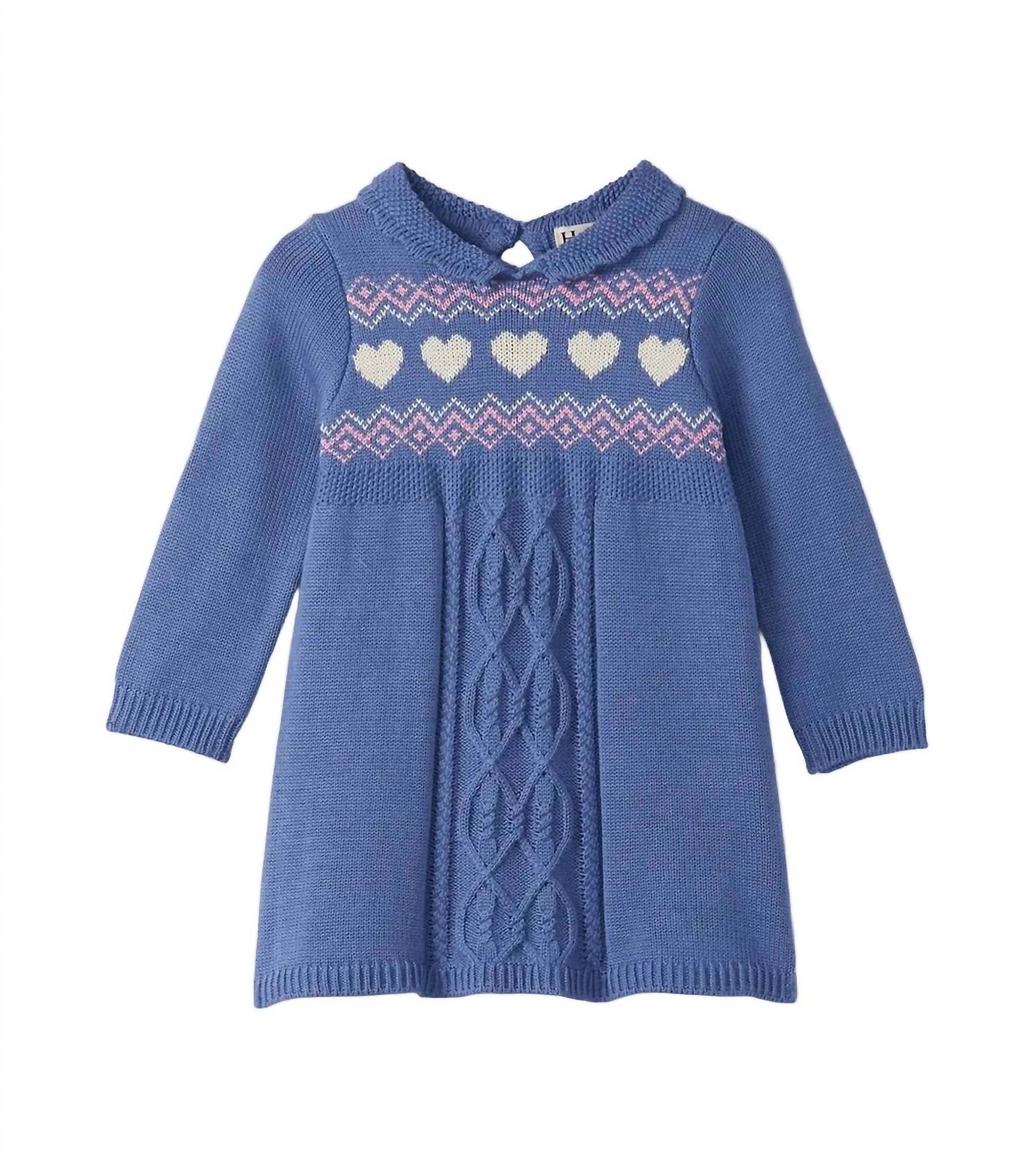 Hatley Girl's Polar Bear Cable Knit Sweater Dress in blue - kids' dress
