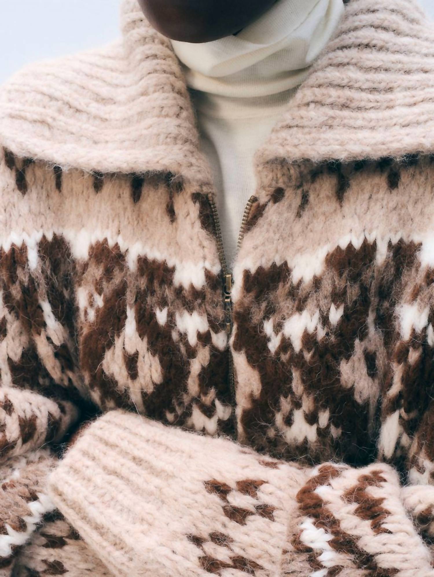 White + Warren - Alpaca Blend Fair Isle Bomber Sweater