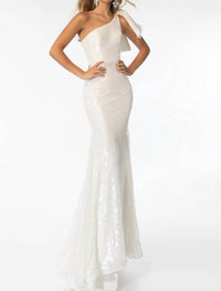 Ava Presley - One Shoulder Sequin Gown With Bow