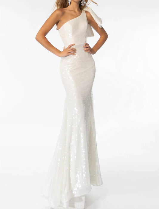 Ava Presley - One Shoulder Sequin Gown With Bow