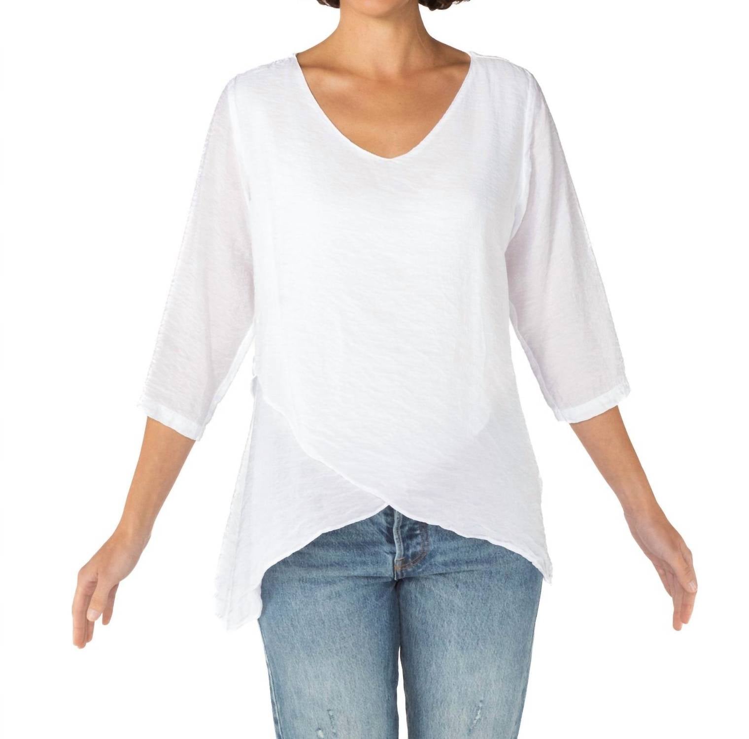 Cut Loose - Double Layer V-neck 3/4 Sleeve Top
