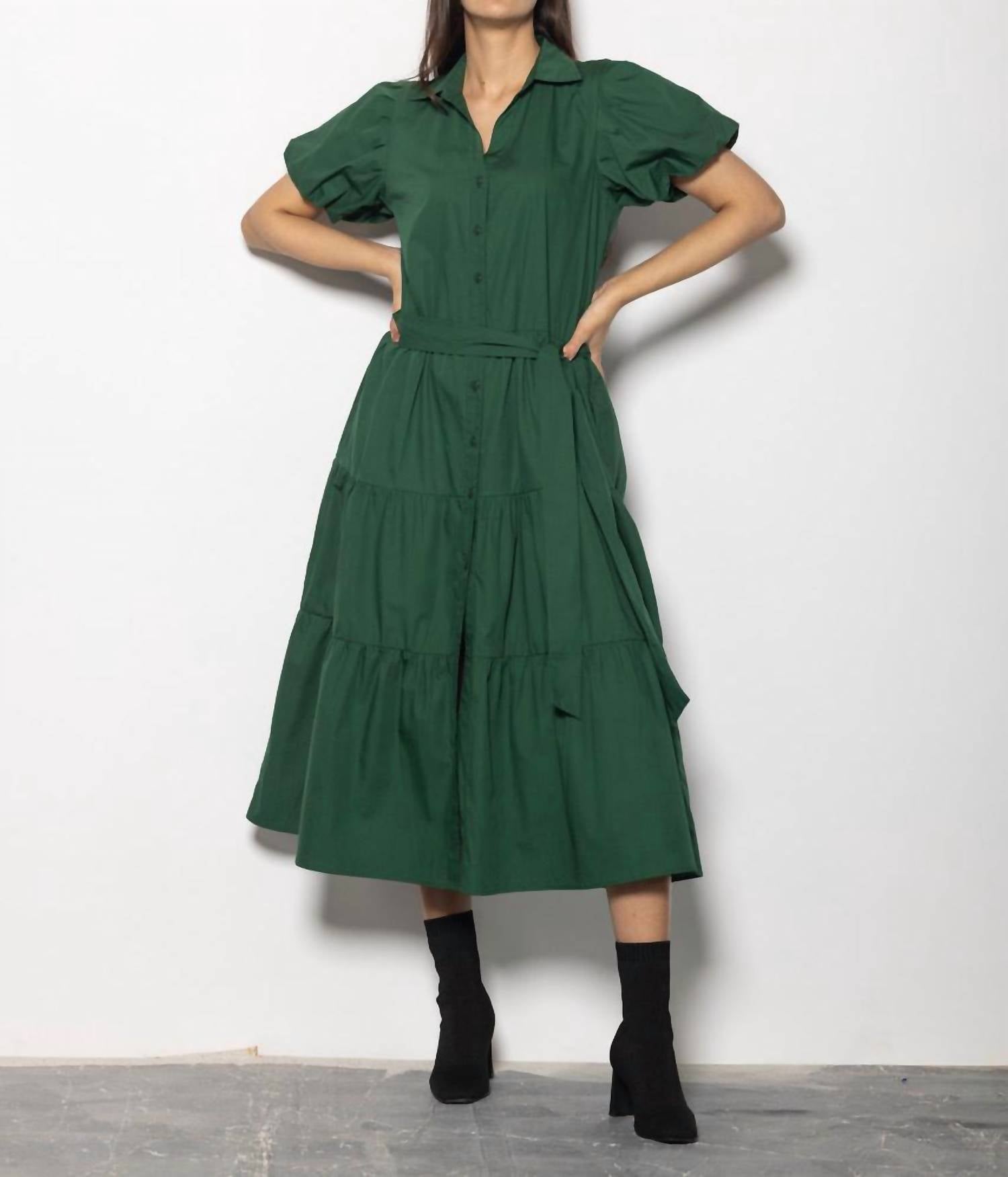 Maude Clara Tiered Maxi Dress in green - women's dress