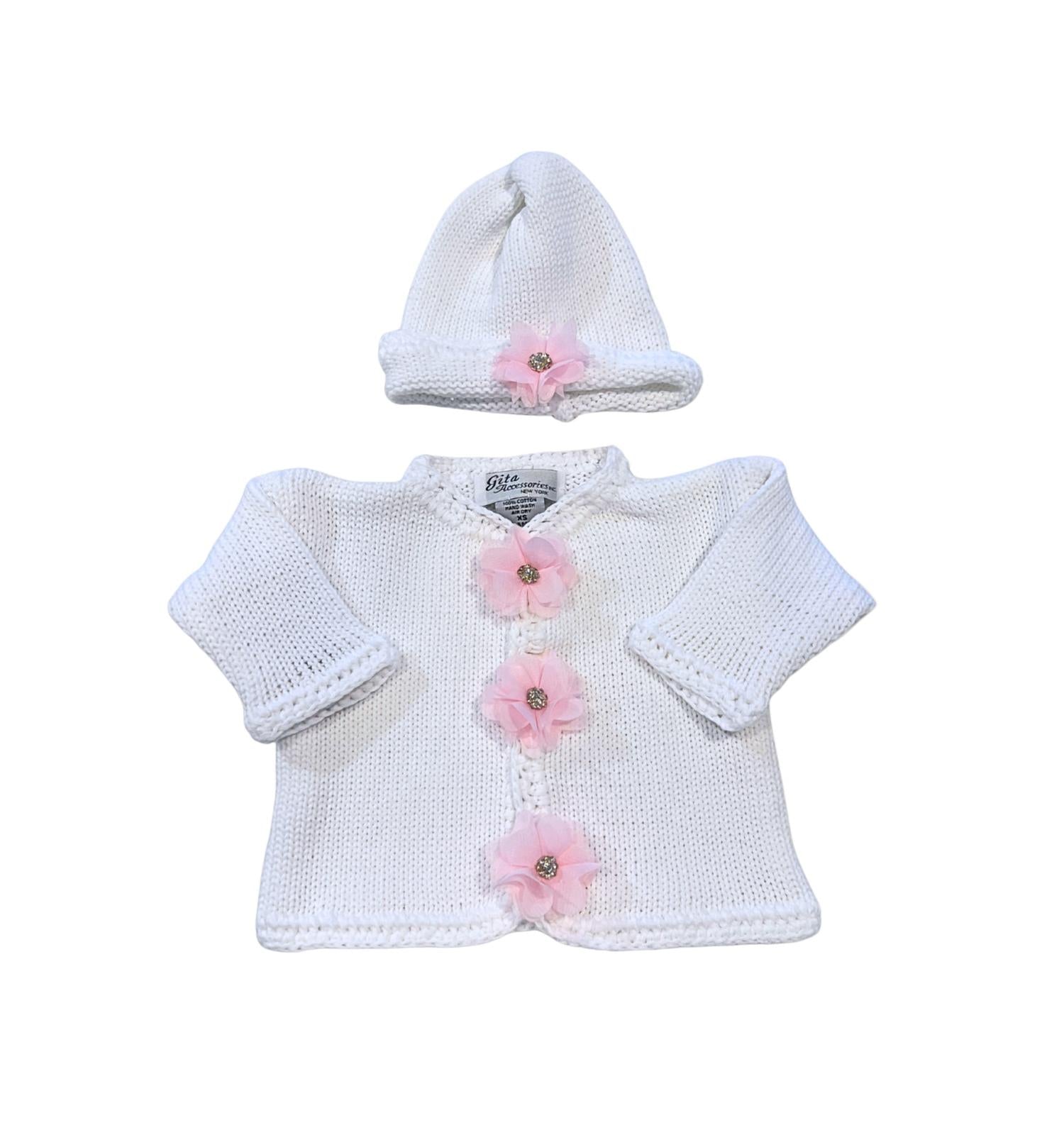 Gita - Girl's 2pc Sweater With Small Rhinestone Center