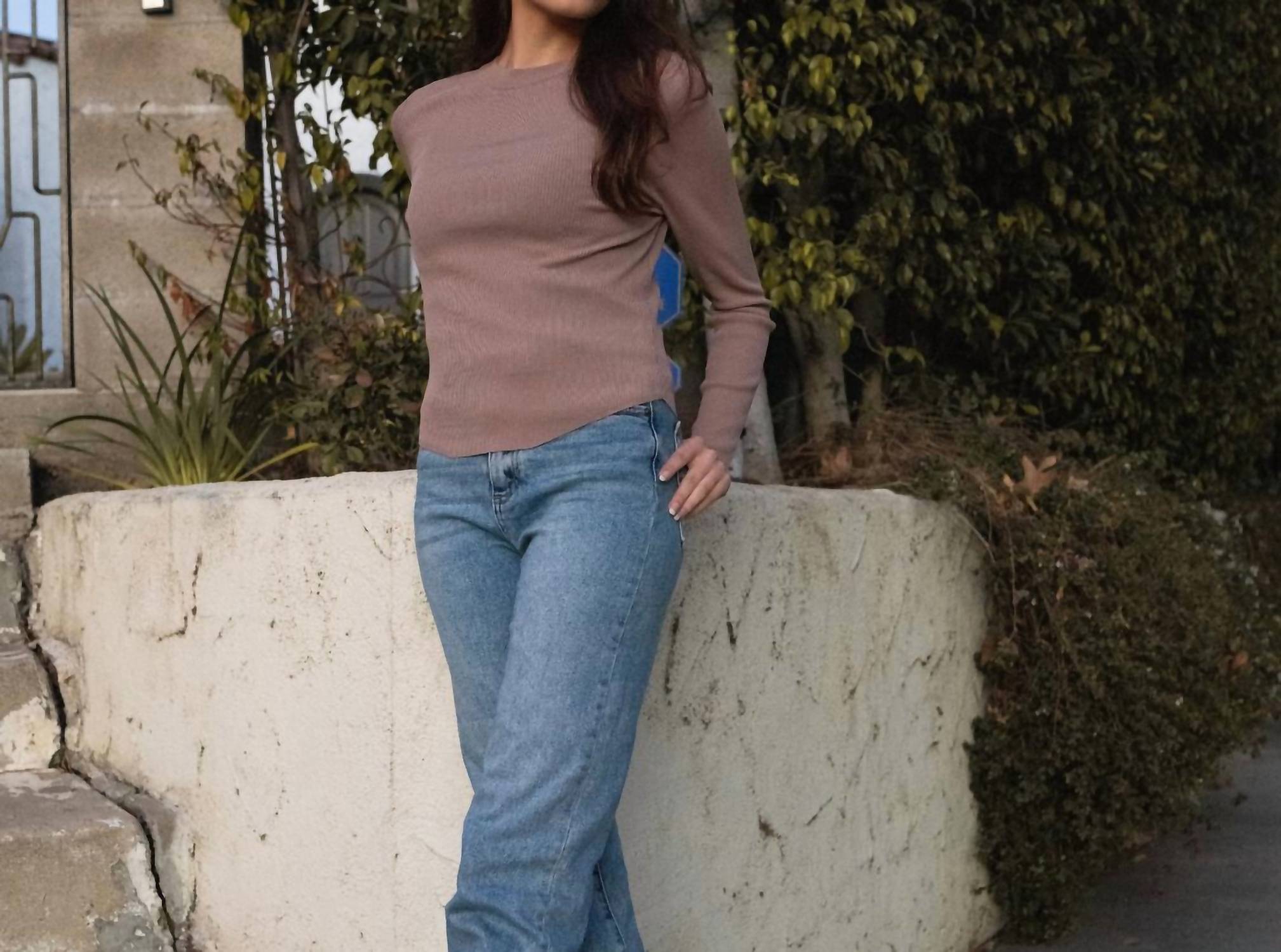 Miou Muse - Alba Ribbed Long Sleeve Basic Top