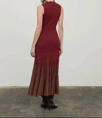 Moon River - MOCK NECK PLEATED MIDI DRESS