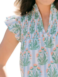 VICTORIA DUNN Layla V-neck Blouse in chateau toile - women's blouse - detail view