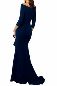 Mgny - Fit and Flare Ruffled Jersey Evening Gown