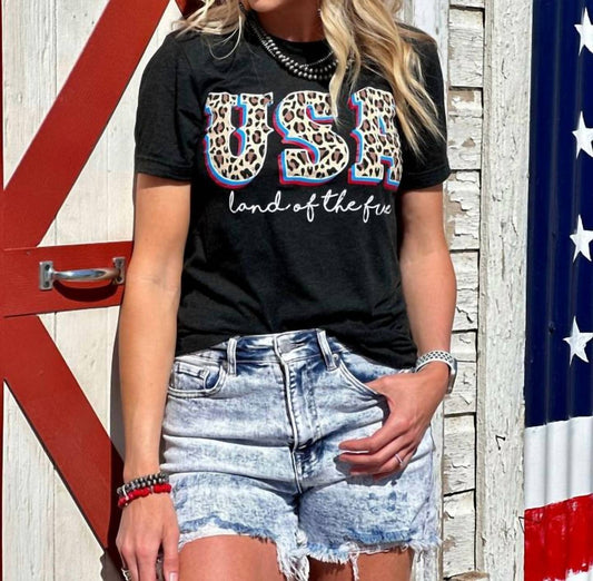 Texas True Threads - USA Leopard Print Tee