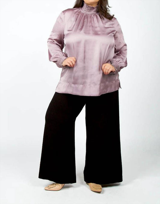 Tricot Chic - Pleated Long Sleeve Top - Plus