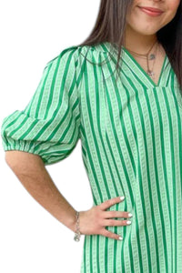 Jade - Stripe Pleated Mini Dress