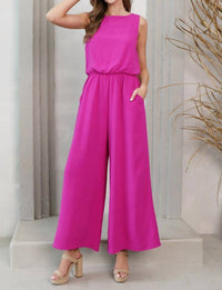 Kld. Signature - Sleeveless Bubble Hem Wide Leg Jumpsuit