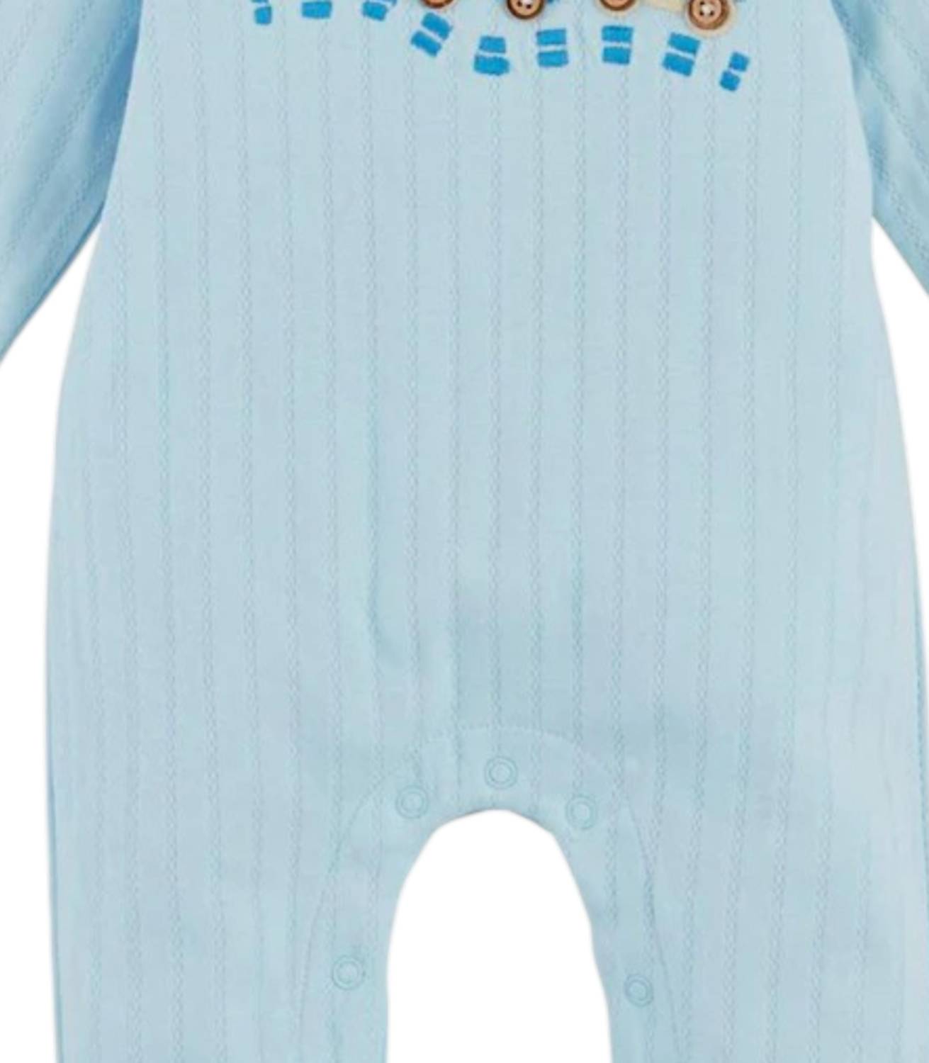 mudpie Boys Train Pointelle Sleeper in blue - kids' item - detail view