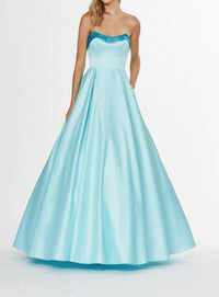 Strapless satin ballgown