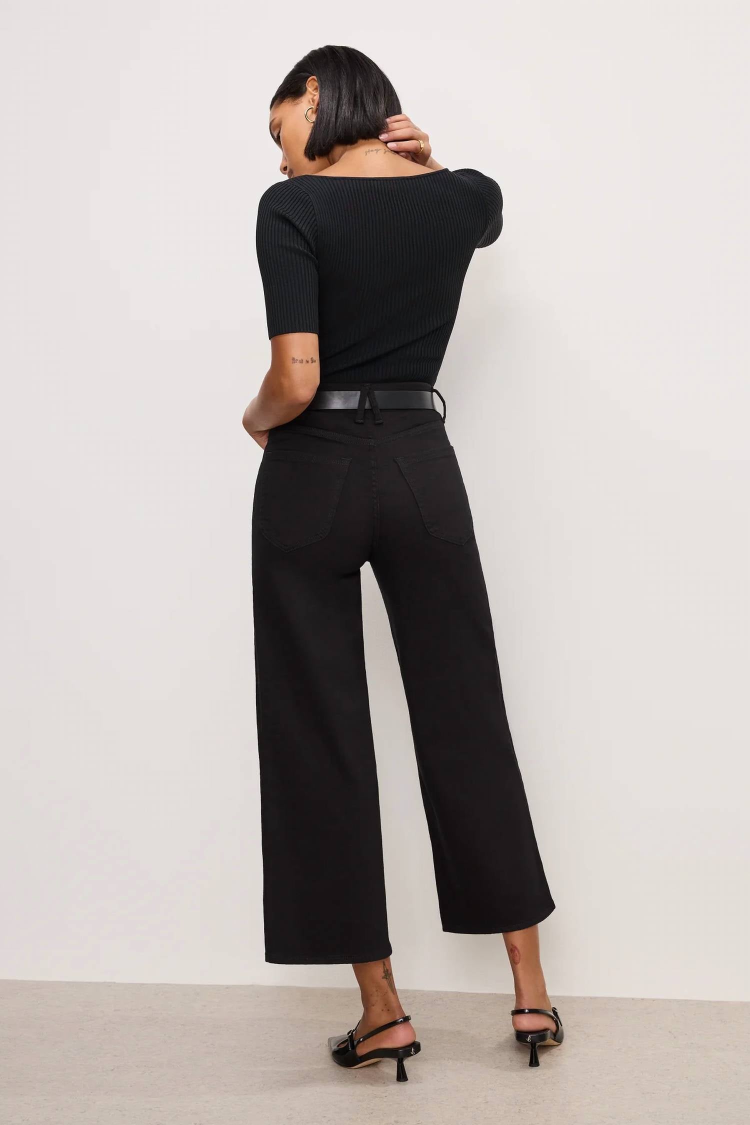 Good American - Good Waist Cropped Palazzo Jeans