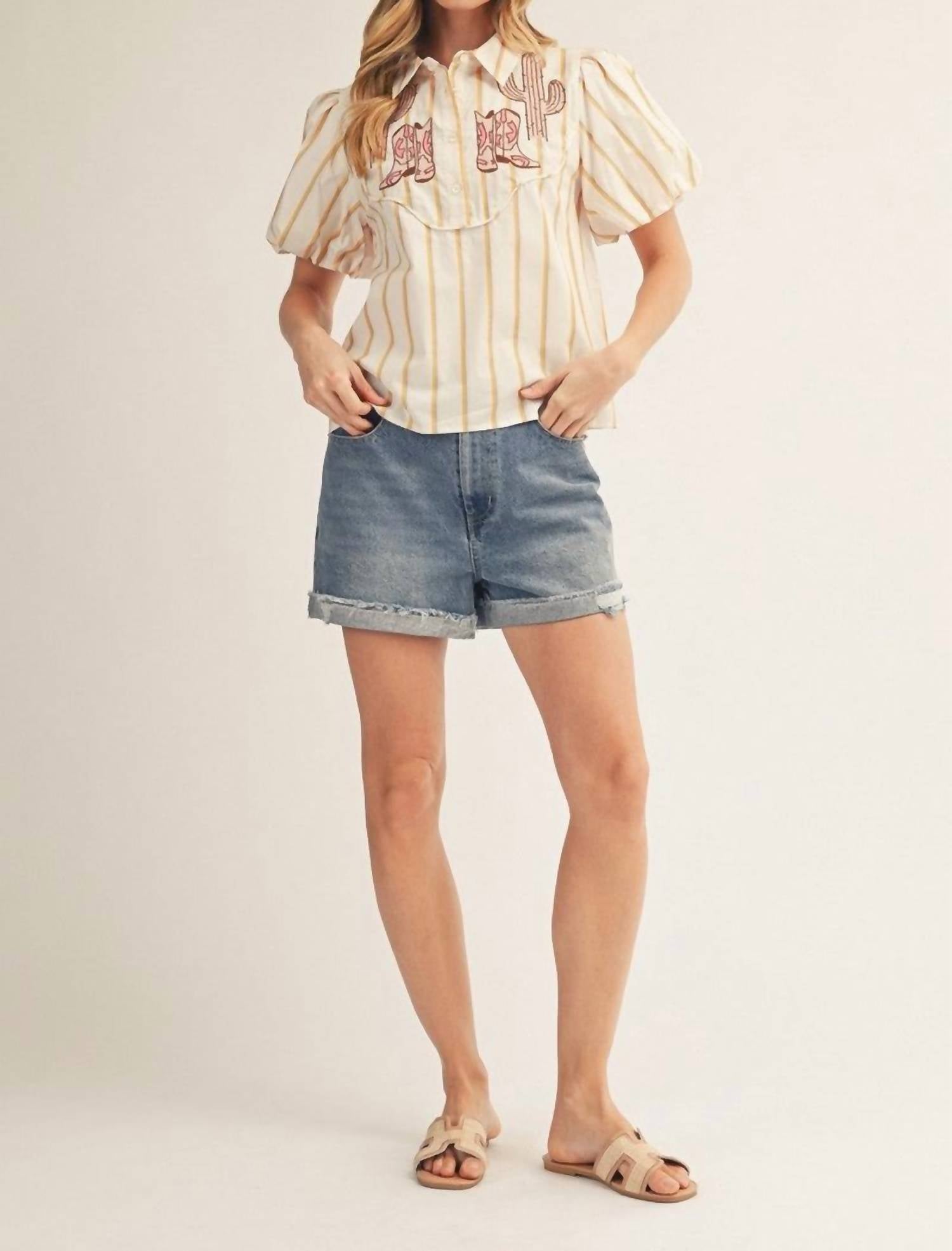 Jodifl - Boots Galore Striped Button Up Shirt