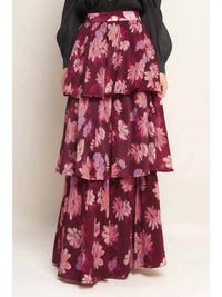 Flying Tomato - Blossom & Bordeaux Tiered Skirt