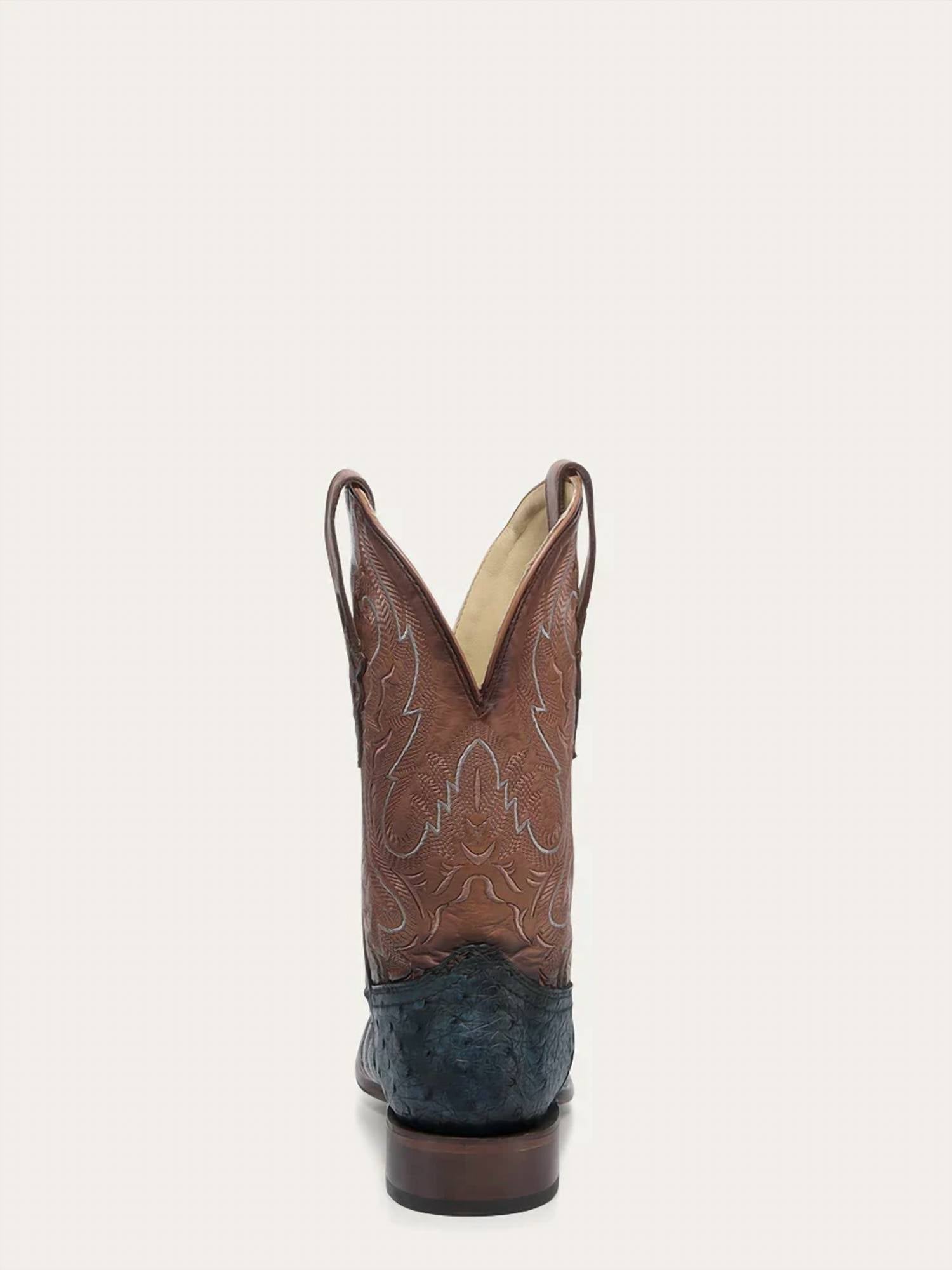Corral - Men's Embroidery Ostrich Wide Square Toe Cowboy Boot