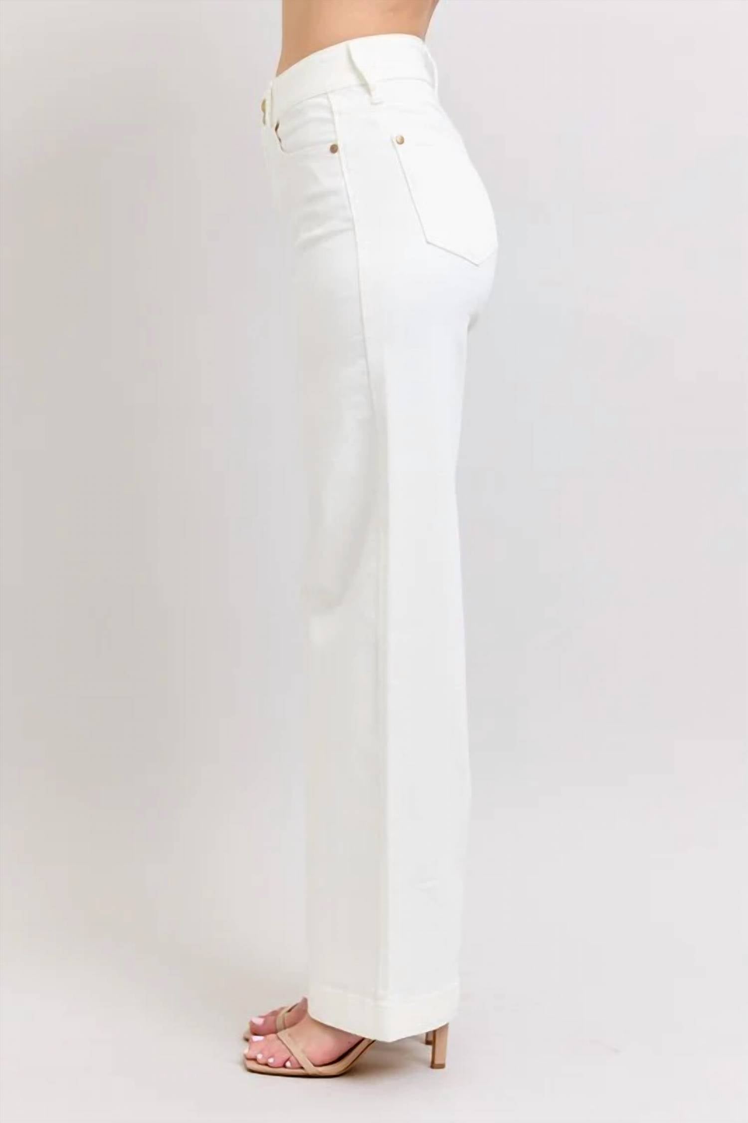 Judy Blue - High Waist Double Button Trouser Wide Jeans