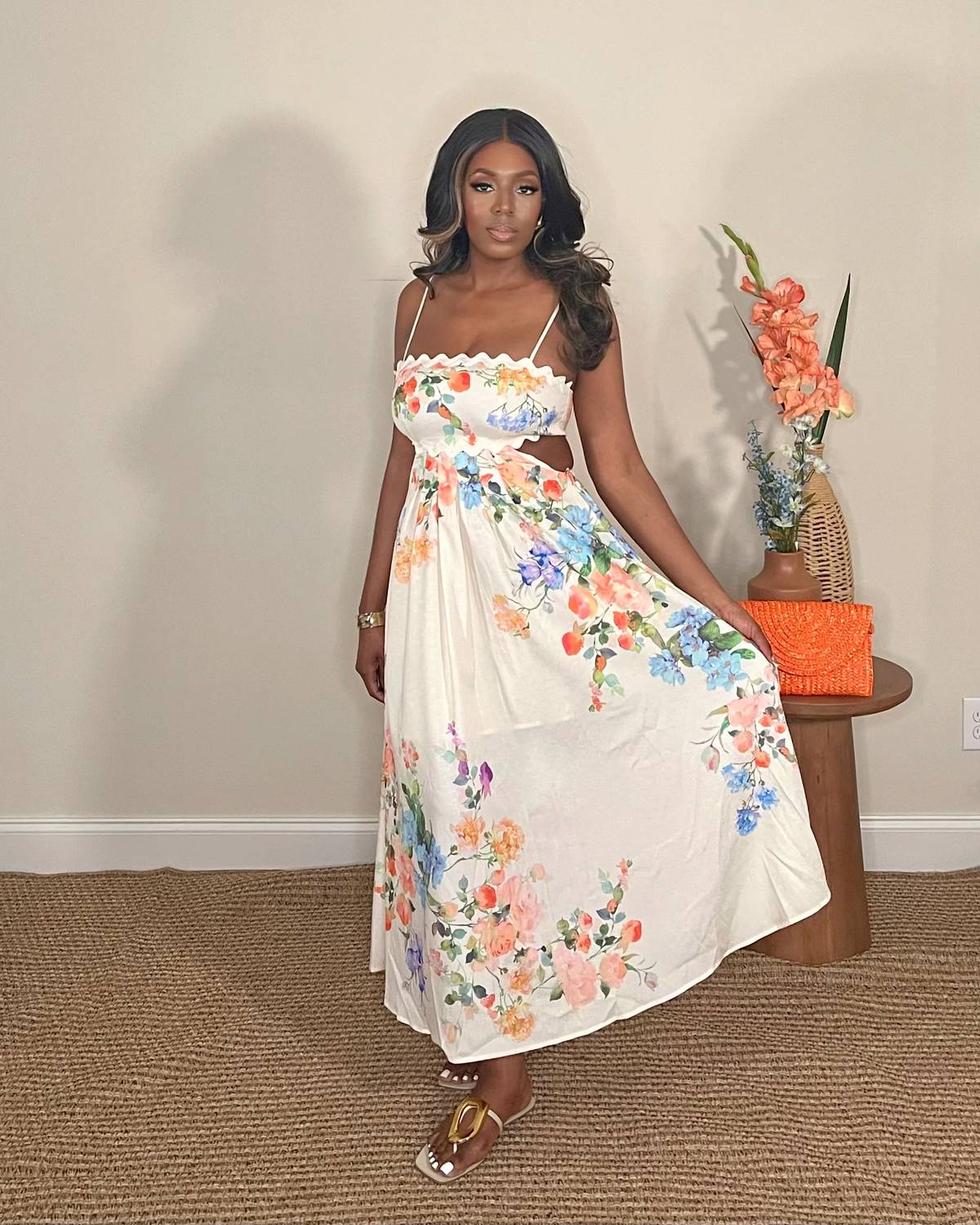Miss Avenue - Botanical Bliss Floral Print Midi Dress