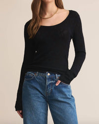 Z Supply Tibi Lace Mesh Sweater in black - women's sweater