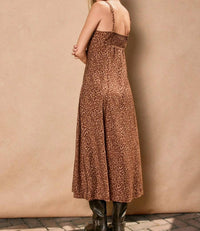 DRESS FORUM Empire Waist Mid Slit Dress in mocha mousse - women's dress - detail view