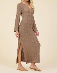 Surf Gypsy - Plunge Diamond Knit Midi Dress