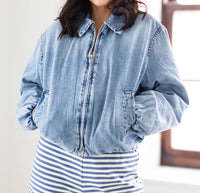 Blanknyc - Bottomless Brunch Denim Bomber Jacket