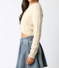 Olivaceous - Sara Button Knit Top