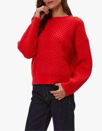 Michael Stars Sophia Honeycomb Sweater in poppy - women's sweater - detail view