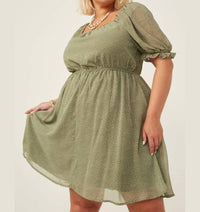 Hayden La - Square Neck Puff Sleeve Mini Dress