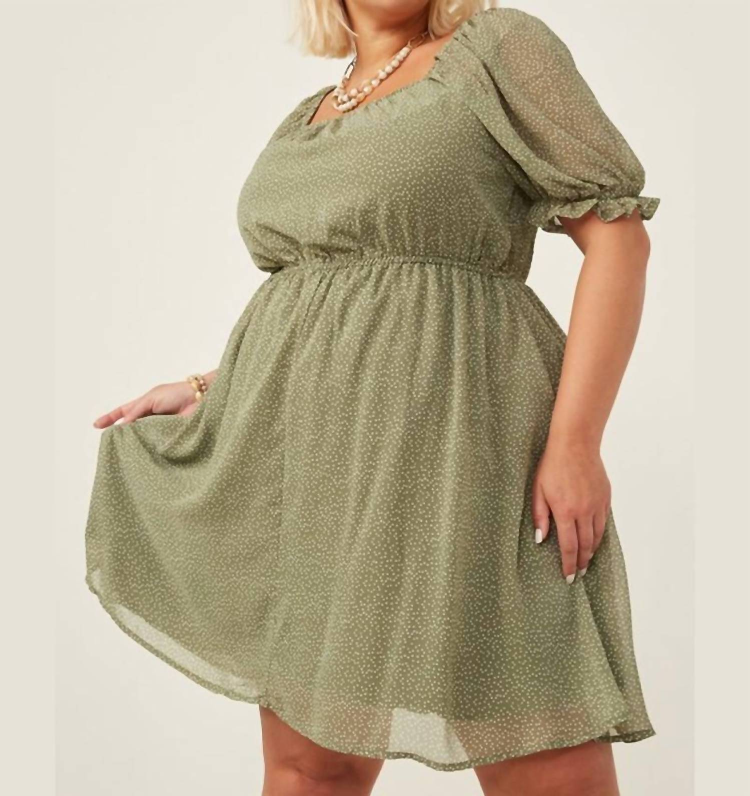 Hayden La - Square Neck Puff Sleeve Mini Dress