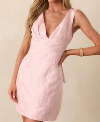 B.Right - Jackie Deep V Jacquard Mini Dress