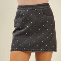 Able - Embellished Denim Mini Skirt