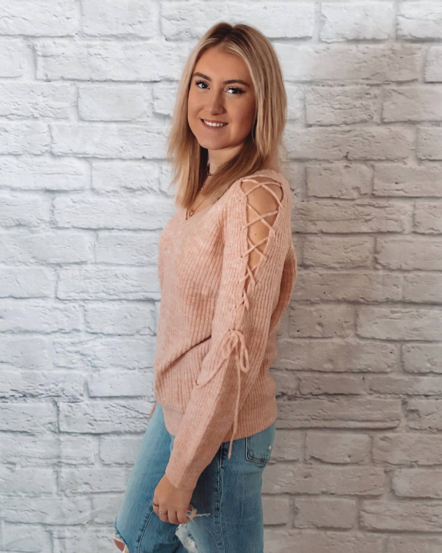 Hem & Thread - Lily Lace Up Sweater