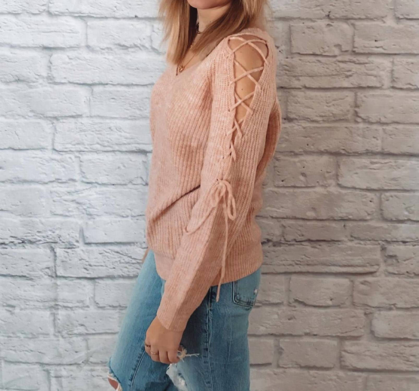 Hem & Thread - Lily Lace Up Sweater