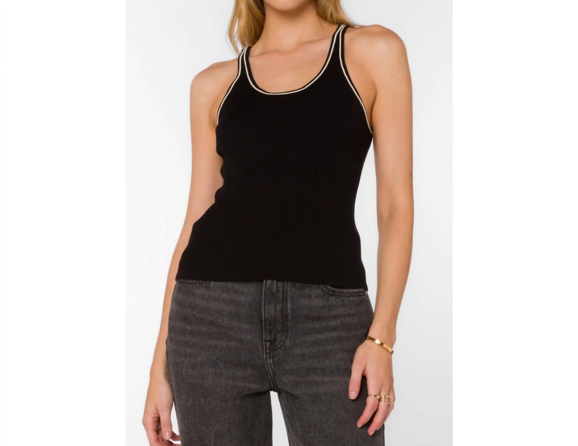 Velvet Heart Lenny Cami Top in black cream - women's shirt
