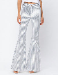 Judy Blue - High Waist White Pin Stripe Super Flare Jeans