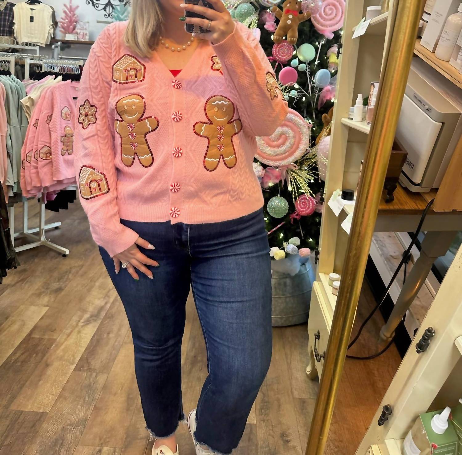 Grace + Emma - Cable Knit Gingerbread Cardigan Top