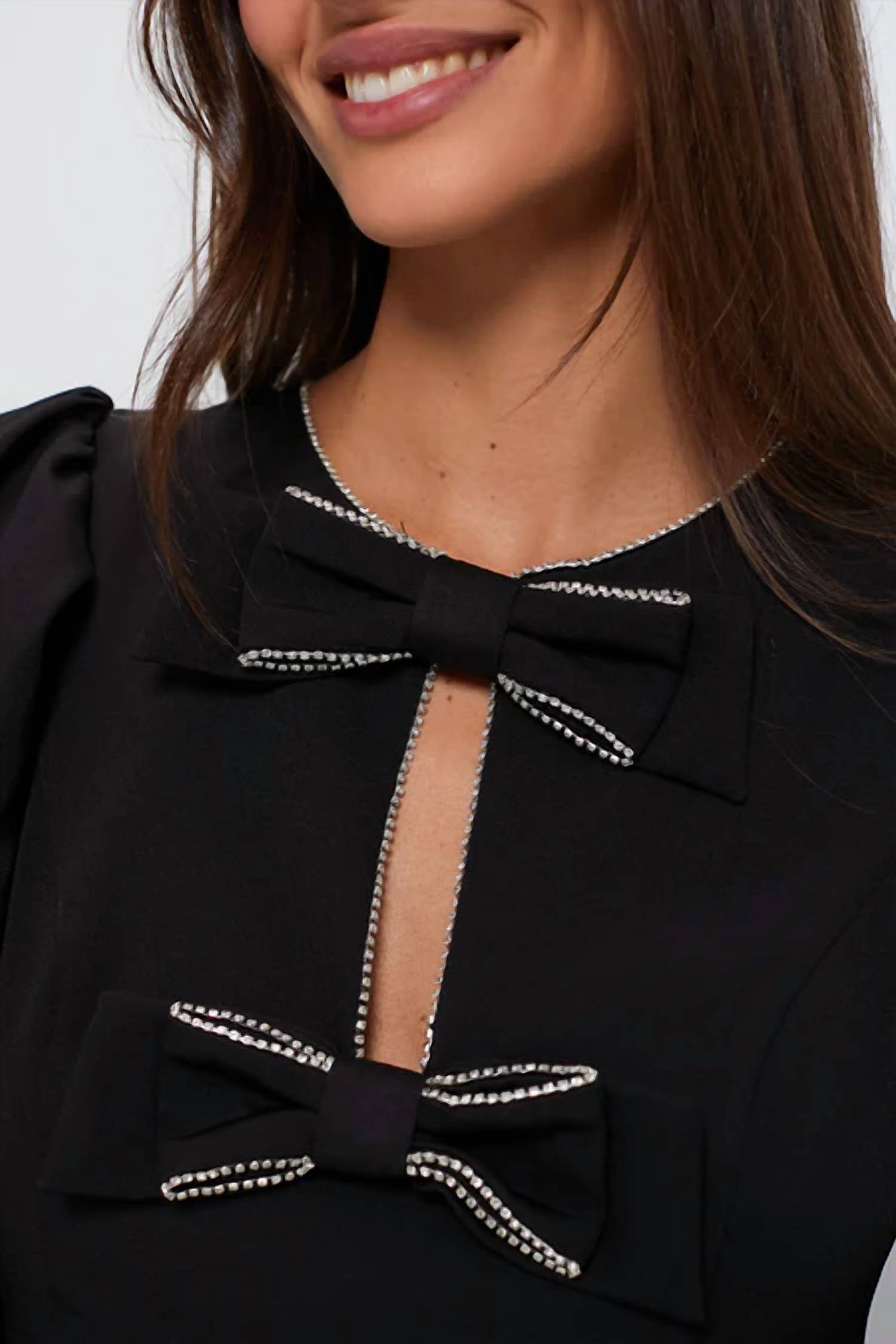 Hyacinth House - Embellished Bow Blair Mini Dress
