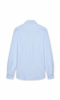Maurizio Baldassari Men's Spread Collar Jersey Shirt in light blue - men's shirt - detail view