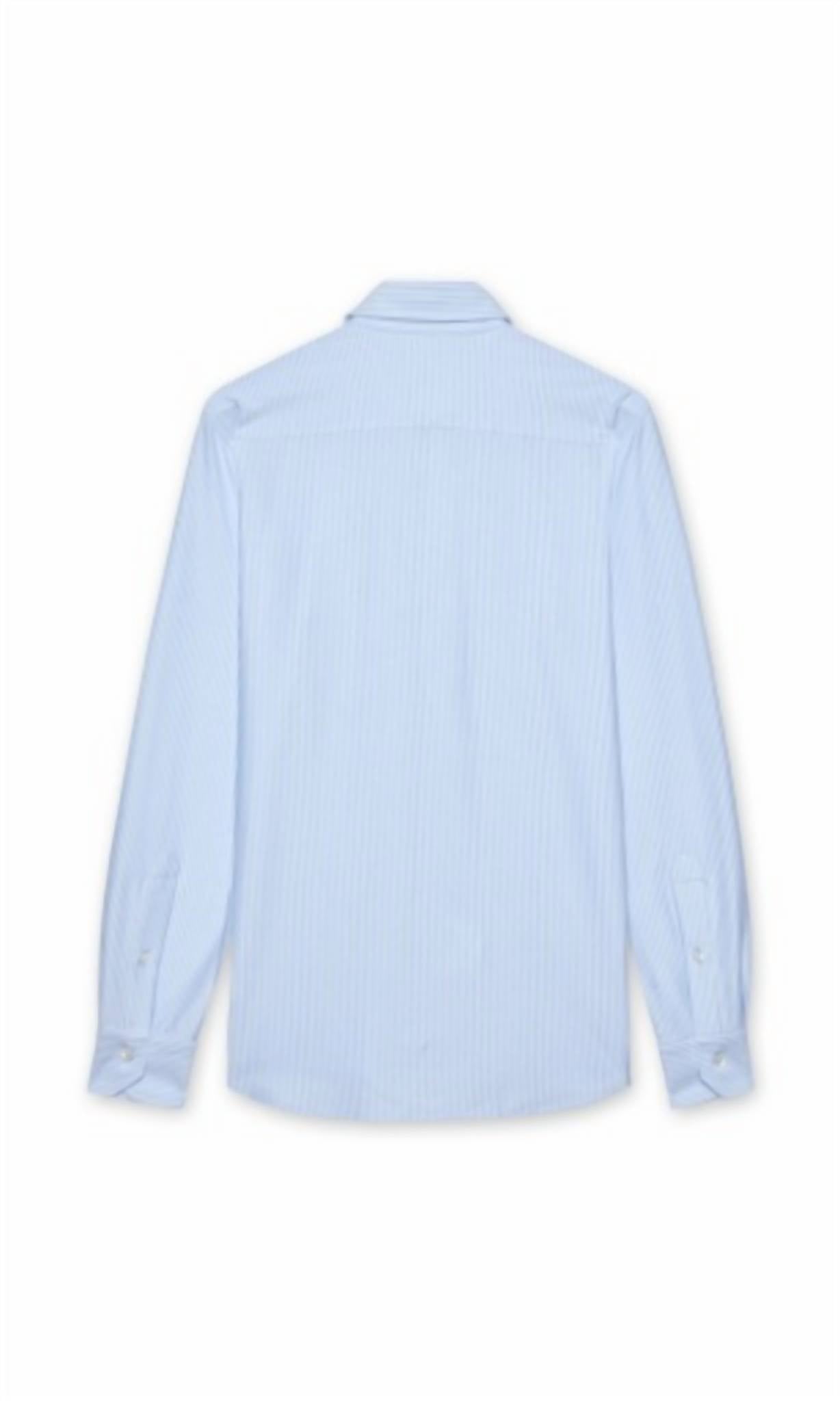 Maurizio Baldassari Men's Spread Collar Jersey Shirt in light blue - men's shirt - detail view