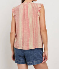 Rails Arlene Ruffled Top in salerno stripe - women's blouse - detail view
