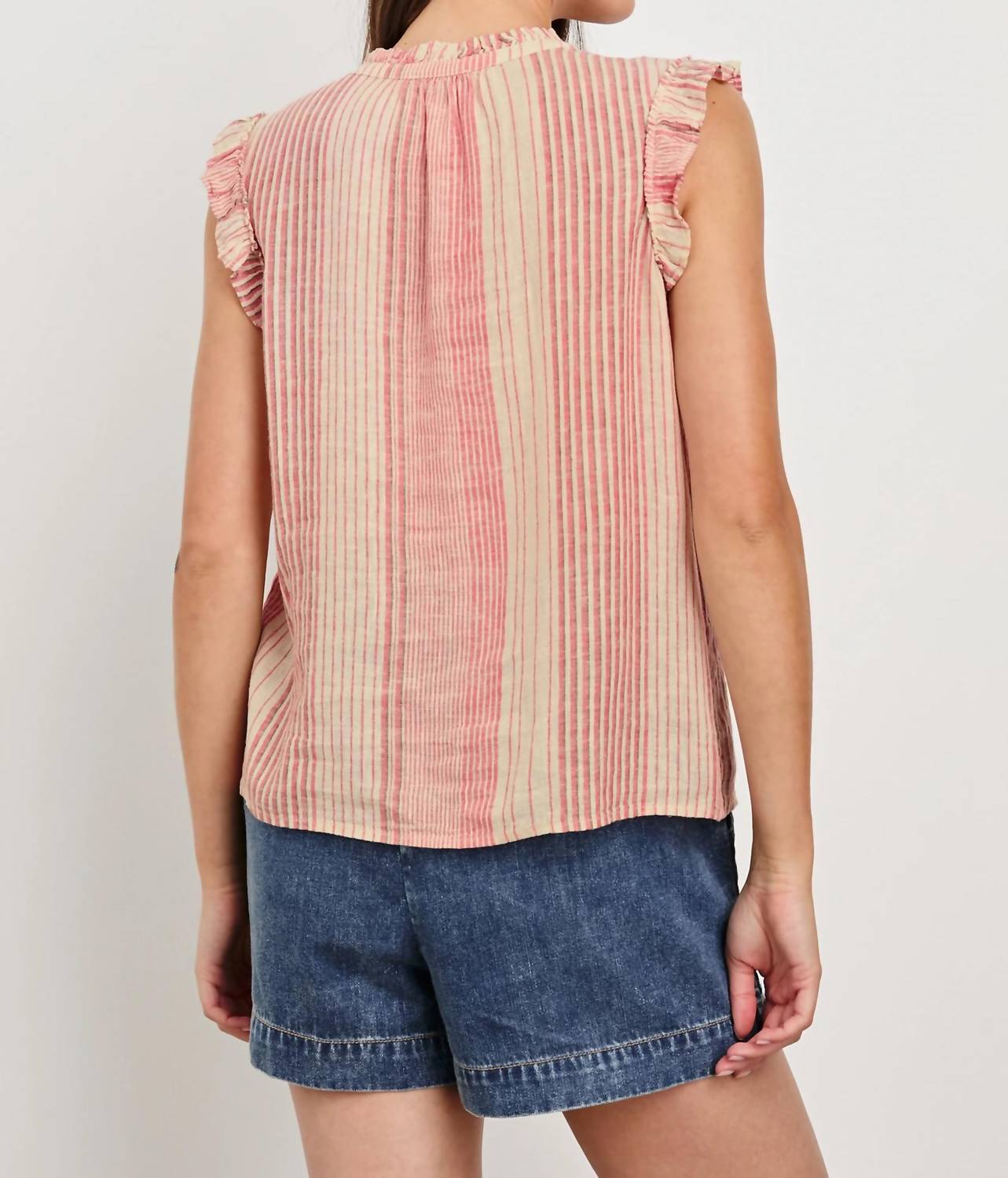 Rails Arlene Ruffled Top in salerno stripe - women's blouse - detail view