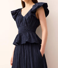 Marie Oliver Women's Lydia Top in naval - women's blouse - detail view