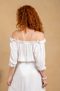Paparazzi - Embroidered Rayon Crinkle Peasant Top