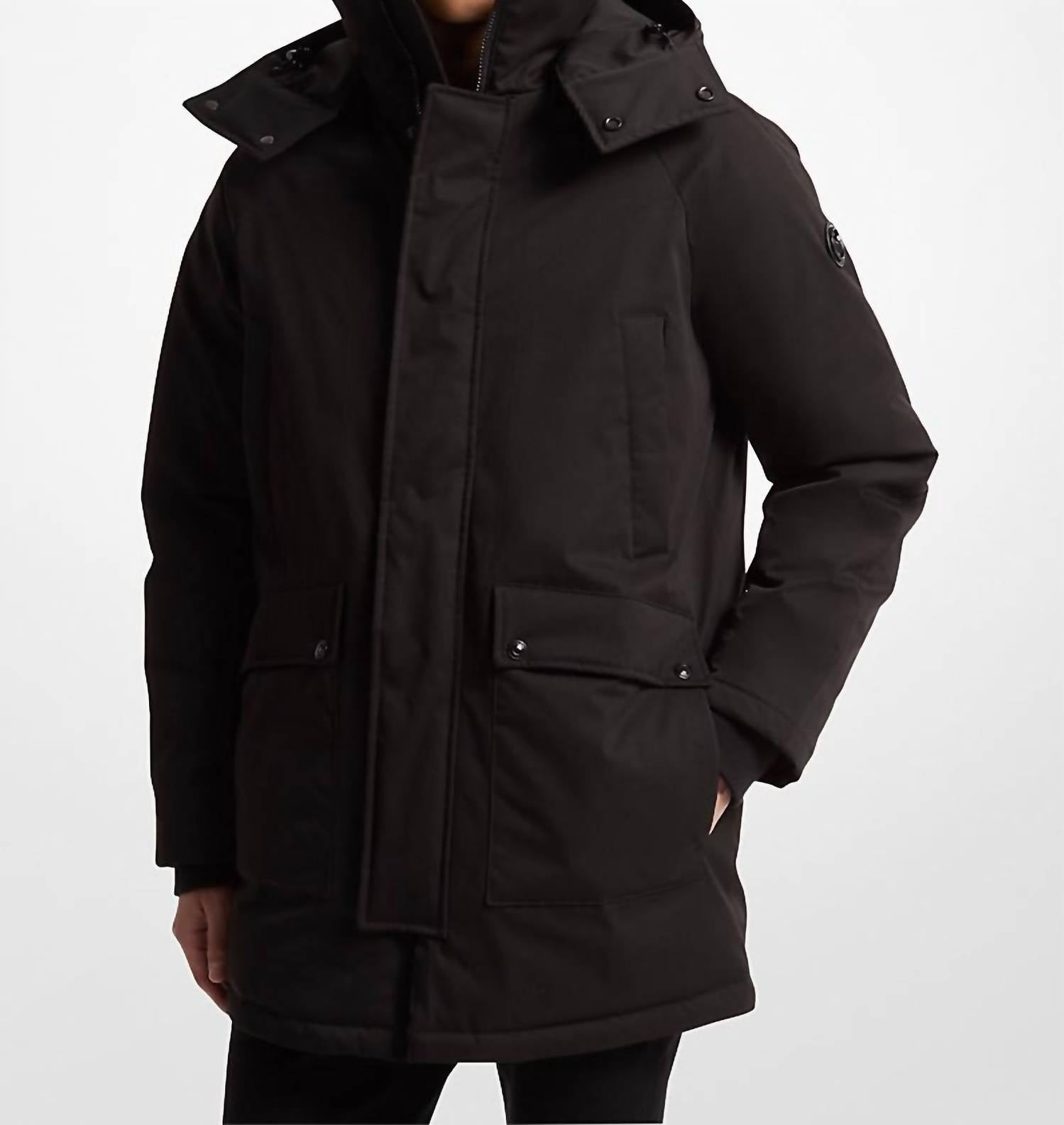 MICHAEL KORS Melrose 2-in-1 Woven Parka Full Zip Jacket in 1 woven parka full zip jacket in black - men's jacket