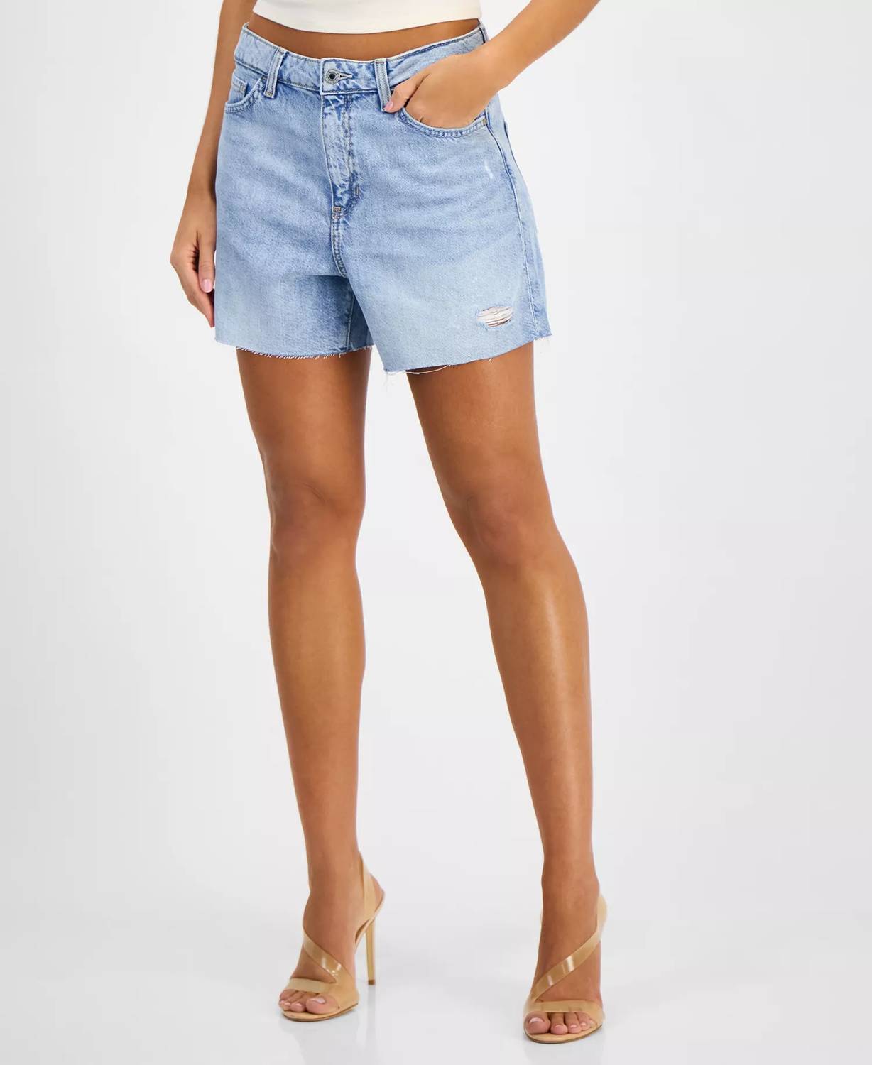 Guess Relaxed Denim Cutoff Shorts in bright blue - women's shorts