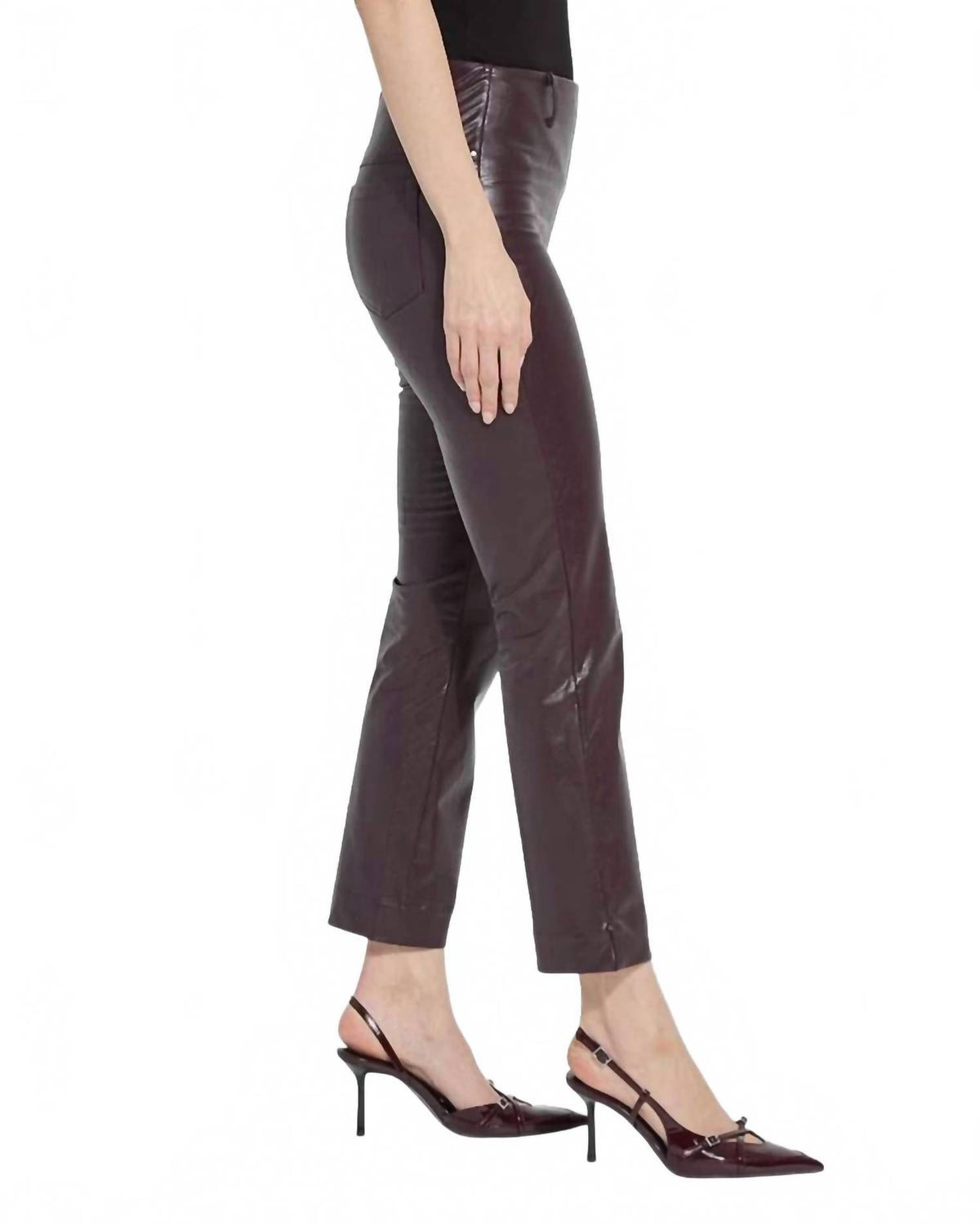 Lysse Percy Baby Boot Vegan Pant in pinot noir - women's pants - detail view