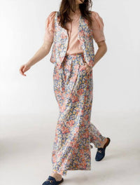 lanhtropy Jack Metallic Linen Vest in florece print - women's jacket - alternate view